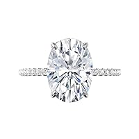 Nitya Jewels 7 CT Oval Diamond Moissanite Engagement Ring Wedding Ring Eternity Band Solitaire Halo Hidden Prong Silver Jewelry Anniversary Promise Ring