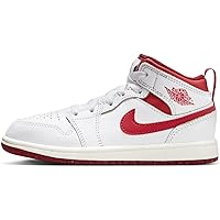 Nike Jordan 1 Mid SE Little Kids' Shoes (FJ3467-160, White/Dune Red/Sail/Lobster) Size 1.5