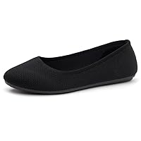 Shoe Land Womens SL-Memory Ballet Flats Knit Dress Flat Shoes Round Toe Slip on Ballerina Comfort Walking Shoes