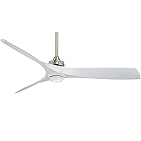 MINKA-AIRE F853L-BN/WH Aviation 60 Inch Ceiling Fan with LED Light and DC Motor in Brushed Nickel Finish and White Blades