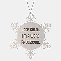 Motivational Word Processor Gifts, Keep Calm, I'm a Word, Word Processor Snowflake Ornament from Friends, Gifts for Men Women, Christmas, Snowman, Gingerbread Man, Sleigh, Santa Claus, Rudolph