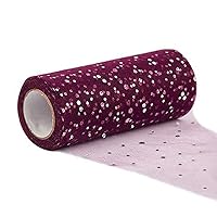 Glitter Tulle Fabric Rolls 5.9 Inch 10 Yards (30ft) Sequin Polka Dots Lace Mesh Fabric for DIY Tutu Skirt Bow Crafts Wedding Party Decoration (Purple)