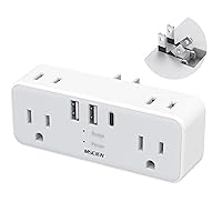 2 Prong to 3 Prong Outlet Adapter, US to Japan Plug Adapter with 3 USB, Multi Plug Outlet Extender, 6 Outlets with Hidden Plug, Travel Plug Adapter USA to Japanese Philippines, Type A