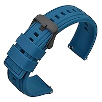 ANNEFIT Men's Silicone Watch Bands 22mm, Quick Release Soft Rubber Replacement Strap with Black Buckle (Blue)