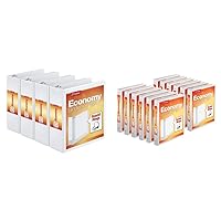 Cardinal Economy 3 Ring Binders, 3 Inch and 1 Inch, Presentation View, White, Holds 850 Sheets, Nonstick, PVC Free, 4 Pack of 3 Inch Binders (00430) + Carton of 12 1 Inch Binders (90621)