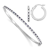 3mm Diamond Fascination Diamond Mystique 925 Sterling Silver Platinum Plated Diamond and Sapphire Hoop Earrings BReligious Guardian Angel Set Measures 3mm Wide Jewelry for Women
