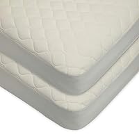 TL Care Waterproof Quilted Crib Size Fitted Mattress Cover Made with Organic Cotton Top Layer, Natural Color, 2 Pack