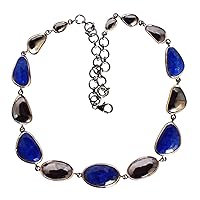 Lapis Lazuli Gemstone 925 Solid Sterling Silver Rose Gold Plated Necklace Gorgeous Designer Jewellery For Girls