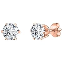Six Prong-Set Brilliant Round Cut Cubic Zirconia Daily wear Solitaire Stud Earring For Women Men Girls .925 Sterling Sliver (3MM To 8MM)