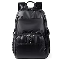 Men's Coated Oxford Cloth Fabric Large Capacity Waterproof and Wear-resistant Backpack with USB Interface (Black)