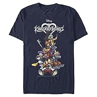 Disney Big & Tall Kingdom Hearts Group with Logo Men's Tops Short Sleeve Tee Shirt