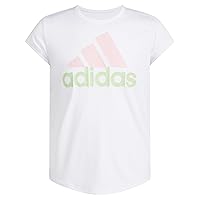 adidas Girls' Short Sleeve Cotton Scoop Neck Tee T-Shirt