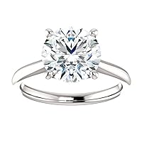 Shree Diamond 4 CT Round Cut Solitaire Moissanite Engagement Ring, VVS1 4 Prong Irene Knife-Edge Silver Wedding Ring, Woman Promise Gift