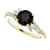 3.00 CT Swirl Black Diamond Engagement Ring 14k Yellow Gold, Twisted Black Diamond Ring, Free Form Black Onyx Ring, Flair Black Diamond Ring, Daily Wear Ring For Her