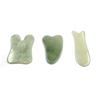 WEISIPU 3Pcs Gua Sha Treatment Massage Natural Jade Stone Gua Sha Scraping Massage Tool for Therapy Trigger Point Treatment on Face Back Arm