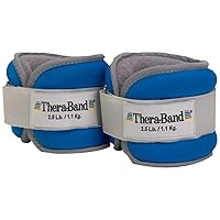 THERABAND Ankle Weights, Comfort Fit Wrist & Ankle Cuff Weight Set, Adjustable Walking Weights for Cardio, Home Workout, Ankle Strengthening & Physical Therapy, Blue, 2.5 lb. Each, Set of 2, 5 Pounds
