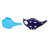 Leak Proof Durable Porcelain Ceramic Light Blue 150 ML and Blue 230 ML Neti Pot Hold Water Comfortable Grip Microwave and Dishwasher Safe eco Friendly Natural Treatment for Sinus