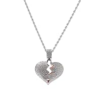 Broken Heart Chain Band Aid Design Creative Pendant 18K Gold Plated Necklace for Men Women