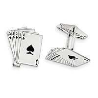 925 Sterling Silver Solid Polished Royal Flush Cuff Links Measures 21x19mm Wide Jewelry for Men