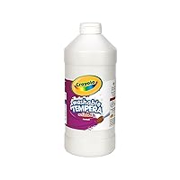 Crayola Washable Tempera Paint For Kids, White Paint, Classroom Supplies, Non Toxic, 32 Oz Squeeze Bottle