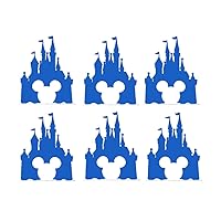 Pack of 6 Fairytale Castle with Mouse Face Mickey Inspired Novelty Decal - Comes in Various Sizes and Colours (10cm x 7.5cm, Blue)