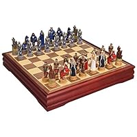 Checkers Set Three-Dimensional Chess Large Resin Simulation Character Game Board Set Western Checkers Adult Family Entertainment Home Crafts Chess Game (Color : A)
