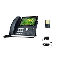 Yealink T48S SIP POE Office Phone Bundle with Power Supply and Microfiber Cloth- Requires VoIP Service - Vonage, Ring Central, 8x8, Mitel or Cloud Services (T48S Bluetooth Bundle)