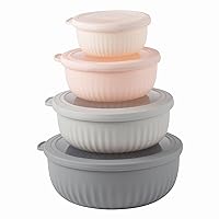 COOK WITH COLOR Prep Bowls - Wide Mixing Bowls Nesting Plastic Meal Prep Bowl Set with Lids - Small Bowls Food Containers in Multiple Sizes (Pink)