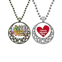 Soccer Oscar Niemeyer Brazil Graffiti Pendant Necklace Mens Womens Valentine Chain