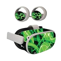MightySkins Skin Compatible with Oculus Quest 2 - Green Flames | Protective, Durable, and Unique Vinyl Decal wrap Cover | Easy to Apply, Remove, and Change Styles | Made in The USA, OCQU2-Green Flames