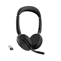 Jabra Evolve2 65 Flex - Wireless Stereo Headset with Bluetooth, Noise-cancelling Jabra ClearVoice Technology and Hybrid ANC - Certified for MS Teams - Black