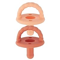 Itzy Ritzy Silicone Pacifiers for Newborn - Sweetie Soother Pacifiers Feature Collapsible Handle & Two Air Holes for Added Safety; for Ages Newborn and Up, Set of 2 in Apricot & Terracotta