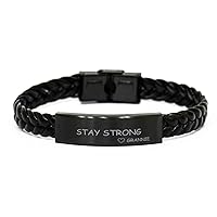 Braided Leather Bracelet From Grannie, Stay Strong, Birthday Christmas Motivational Inspirational Gifts Support Love Gifts Engraved Bracelet For Men Women