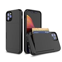 iPhone 12 Case, iPhone 12 Cell Phone Wallet Case Cover Credit Card Holder Flip Case Full Body Best Protective Soft Hybrid TPU Hard Durable No Scratch Shockproof for iPhone 12 Pro 6.1 (Black)