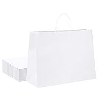 GSSUSA Large Paper Gift Bags 16x6x12'' 25Pcs White Paper Bags with Handles, Paper Shopping Bags for Small Business, Sturdy Kraft Paper Bags, Shopping Bags for Boutique, Party Favor Bags, Craft Bags
