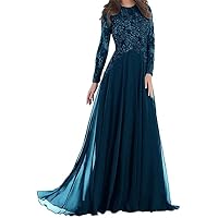 Mother of The Bride Dresses Lace Applique Wedding Guest Dresses for Women Long Chiffon Mother of The Bride Dress Beaded