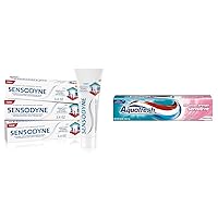 Toothpaste Sensitivity Gum and Enamel Triple Protection Mint Flavor 3.4 Ounce x 3 Bundle with Aquafresh Maximum Strength Toothpaste for Sensitive Teeth Smooth Mint 5.6 Ounce