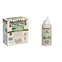 NeilMed Sinus Rinse Kit with Xylitol, 50 Count (Pack of 1) & Nasamist Saline Spray with Xylitol, 4.4 Ounce (Pack of 1)