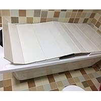 Bathtub Insulation Cover Shutter Bath Lid Tray Bathtub Lid White Folding Storage Stand PVC Thicker Place Toiletries Can Put Mobile Phone Tablet Computer (Color : White, Size : 115x75x0.6cm)