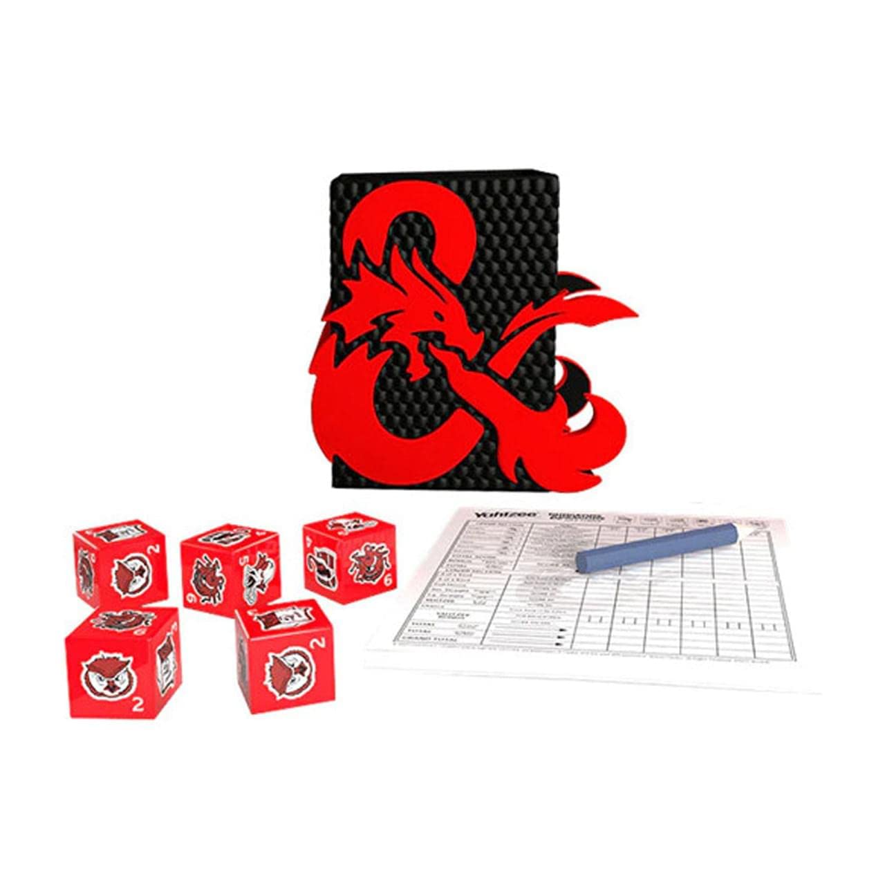 Dungeons & Dragons YAHTZEE- Collectible Dice Tower | Dice Featuring Dragon, Owl Bear, Gelatinous Cube, Mimic, Mind Flayer, and Beholder | Officially-Licensed Dungeons & Dragons Game & Merchandise