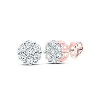 The Diamond Deal 10kt White Gold Womens Round Diamond Flower Cluster Earrings 1/2 Cttw