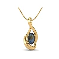 MOONEYE Dainty Oval Minimalist Solitaire Labradorite Pendant Necklace 925 Sterling Silver Oval Shape 5x3mm