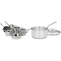 Cuisinart 11-Piece Cookware Set, Professional Stainless Steel, 89-11,Silver & 1 Quart Saucepan w/Cover, Chef's Classic Stainless Steel Cookware Collection, 719-14
