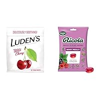 Ludens Deliciously Soothing Throat Drops, Wild Cherry Flavor, 90 Count & Ricola Berry Medley Throat Drops, 45 Count, Delicious Throat Relief & Care, Oral Anesthetic, Naturally Flavored