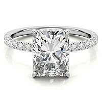 Mois 3 CT Radiant Colorless Moissanite Engagement Ring, Wedding/Bridal Ring Set, Solitaire Halo Style, Solid Gold Silver Vintage Antique Anniversary Promise Ring Gift for Her