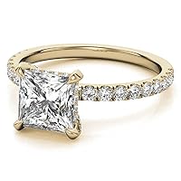 Petite Halo Vine Moissanite Diamond Ring Set, 3 Carat Princess Moissanite Engagement Ring Set, Wedding Ring Set, Bridal Ring, Annivrsary/Promise Rings for Wife, Birthday Ring