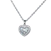 sterling silver plated heart crystal chain pendant necklace
