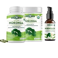 PURA VIDA MORINGA Powder 8 oz Capsules (120 Count) and Organic Moringa Oil (2fl oz)