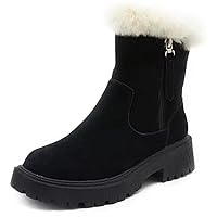 Black Snow Boots Womens Winter Ankle Boots Ladies Warm Fur Lined Booties Thickening Shoes Zip Flat Sneakers Outdoor Booties