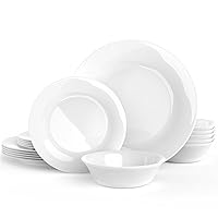 Dinnerware Set, HomeElves 18-PCS Kitchen Opal Dishes Set Service for 6, Lightweight Glass Plates and Bowls Set, Safety for Microwave & Dishwasher, Break and Chip Resistant, HSD18-1